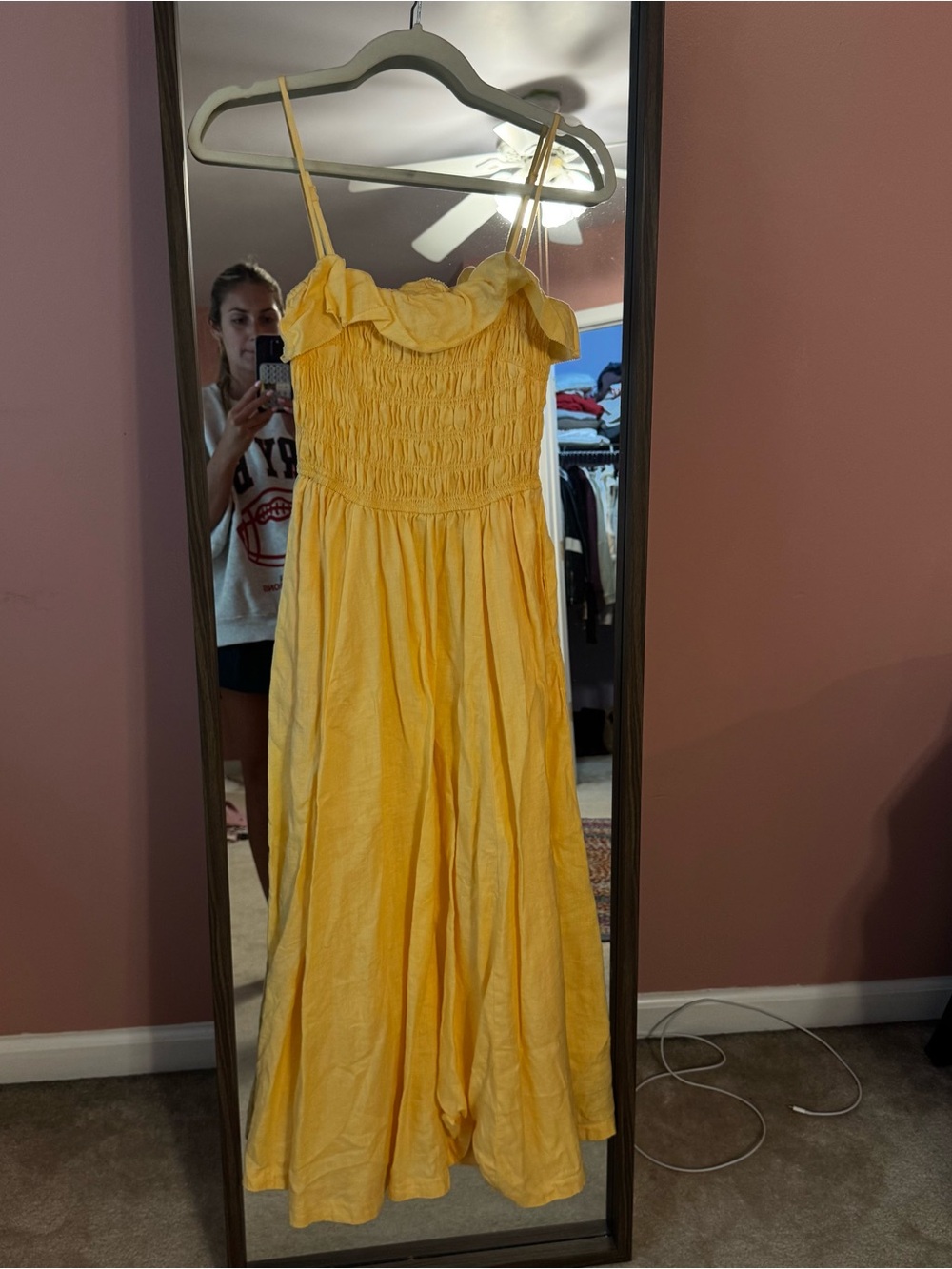 Aritzia Wilfred - Yellow Smocked Maxi Dress